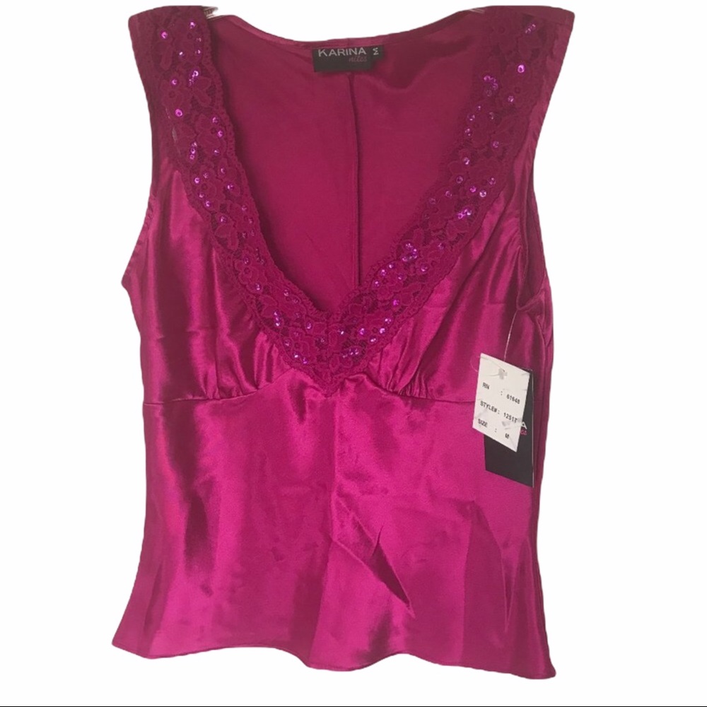 KARINA nites fuchsia sexy satin camisole top